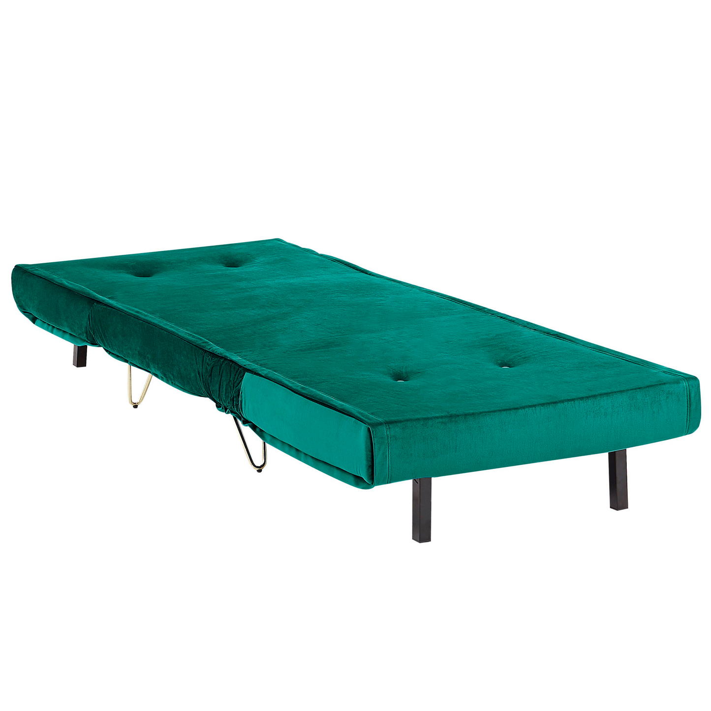Velvet 1 Seater Armless Sofa Bed Dark Green Sleeper Gold Legs