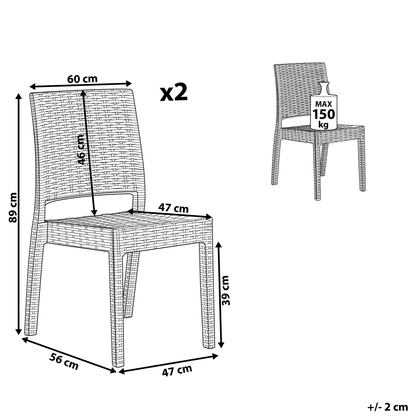 Minimalist Stackable Garden Chairs Set of 2 Grey