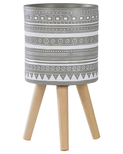 Light Grey Flower Pot 30 x 30 x 31 Three Leg Beech Stand Indoors