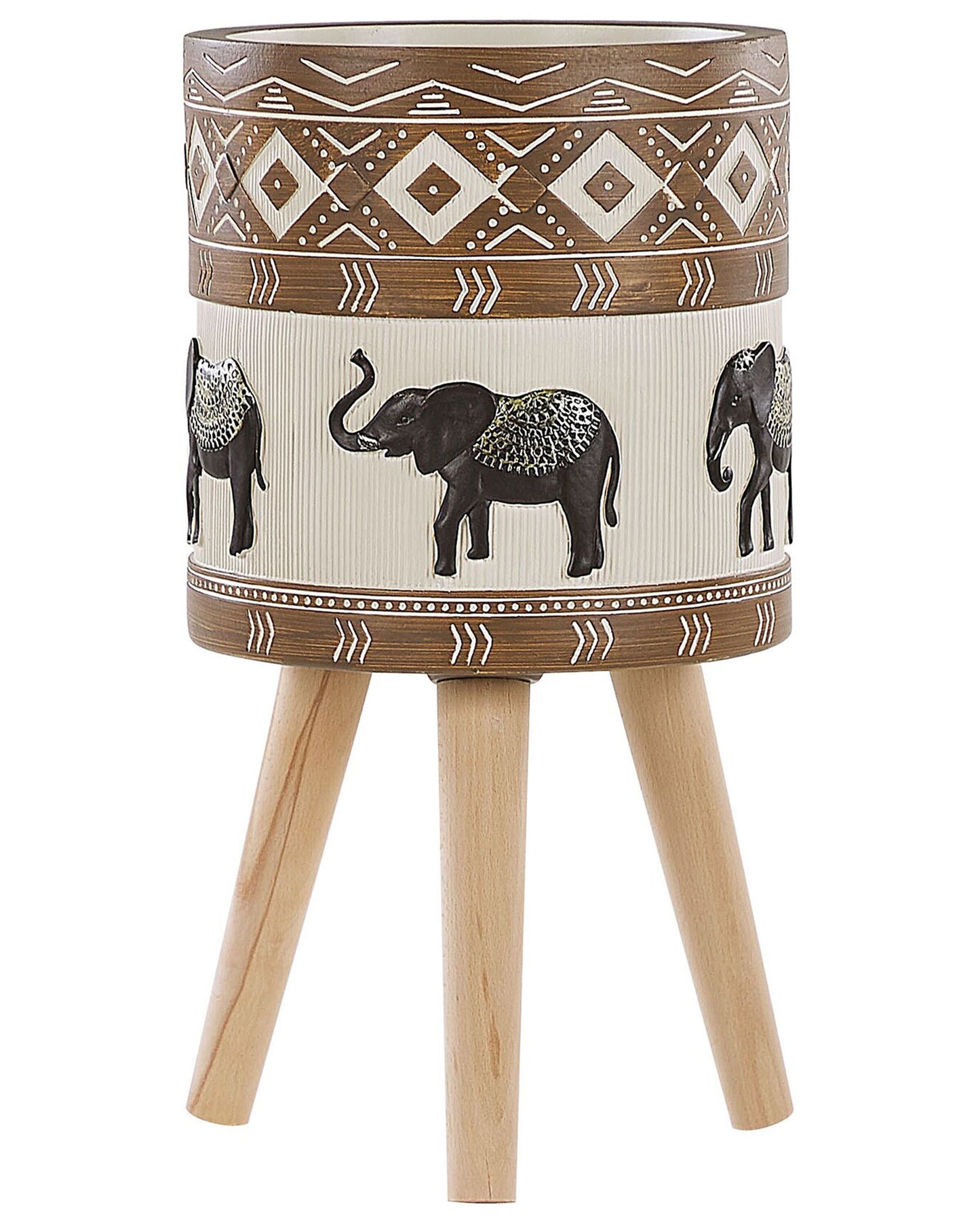 Plant Stand Magnesium Solid Wood Base Elephant Motif Planter