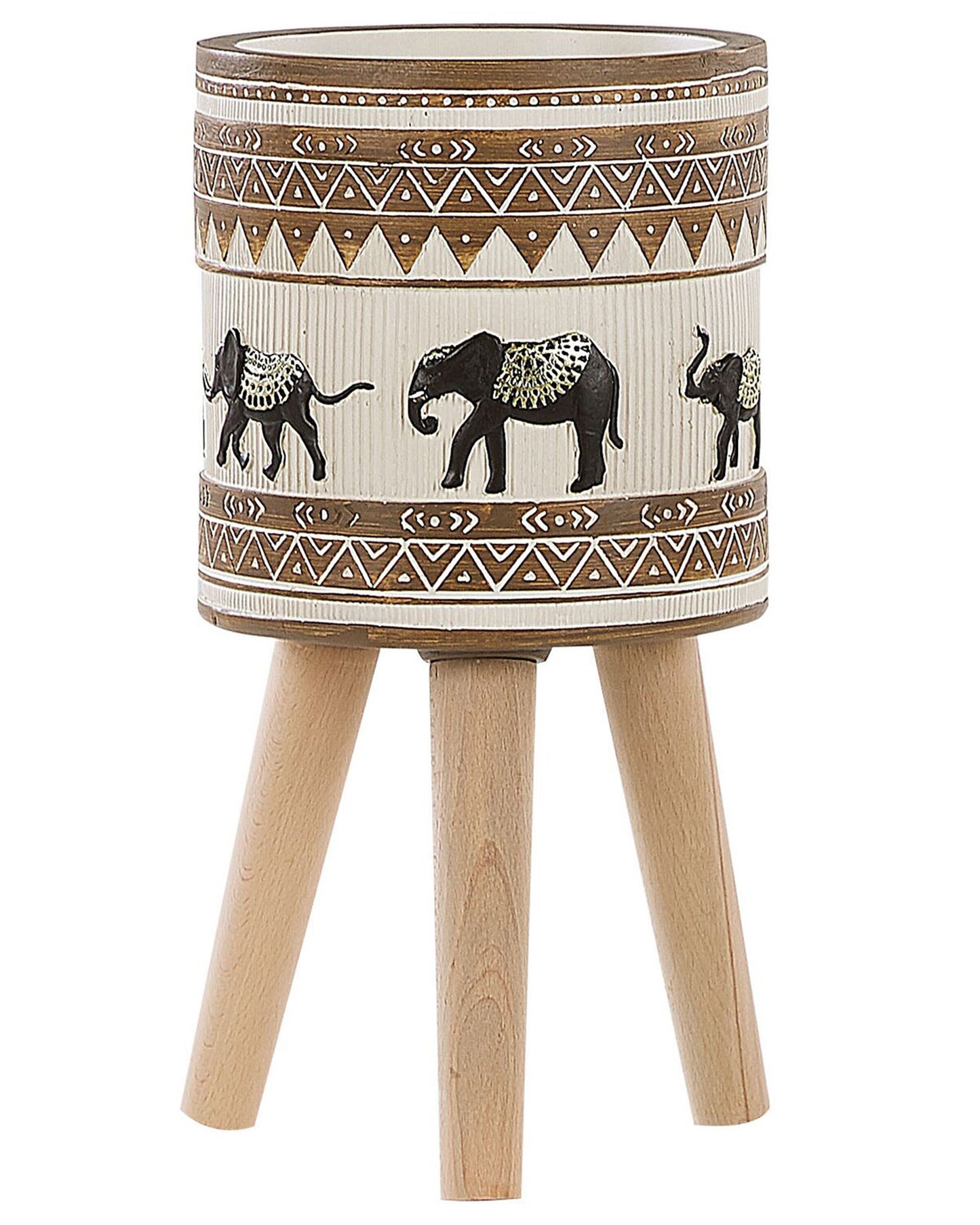 Co Plant Stand Magnesium Round Solid Wood Base Rustic African Style Tall Plant Pot Planter
