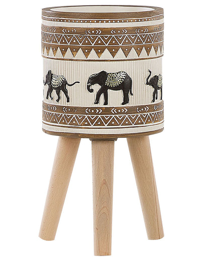 Co Plant Stand Magnesium Round Solid Wood Base Rustic African Style Tall Plant Pot Planter