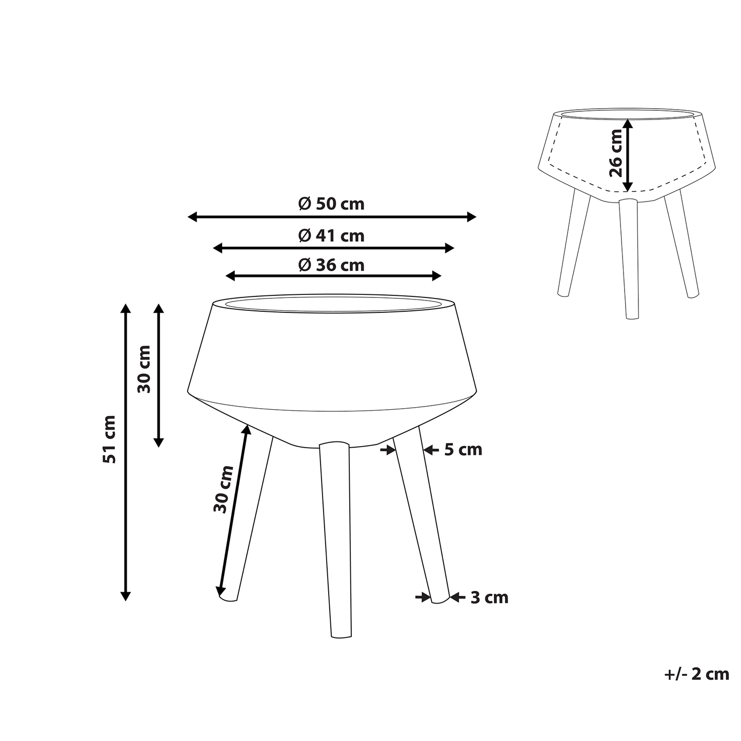 Grey Concrete Plant Stand 30 x 30cm Solid Wood Base Modern