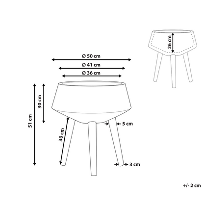 Grey Concrete Plant Stand 30 x 30cm Solid Wood Base Modern