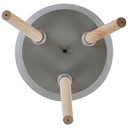 Plant Stand Light Grey Magnesium Round Wood Base Boho Tall