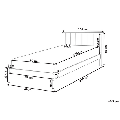 EU Pine Wood Single Bed 3ft With Headboard Slatted Frame