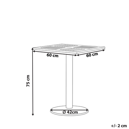 Garden Bistro Square Coffee Table 60 x 60cm Light Brown Black Metal