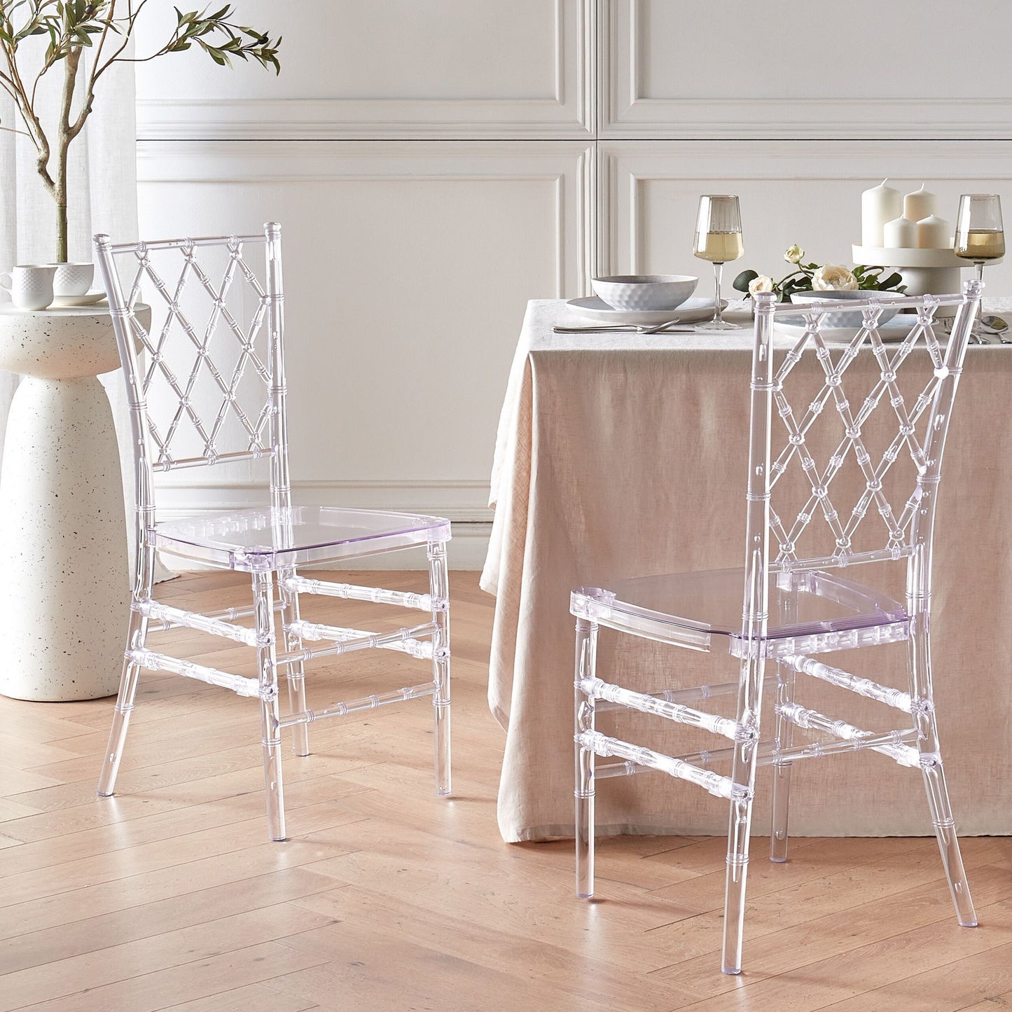 Transparent Dining Chairs Set Of 2 Armless Vintage Modern