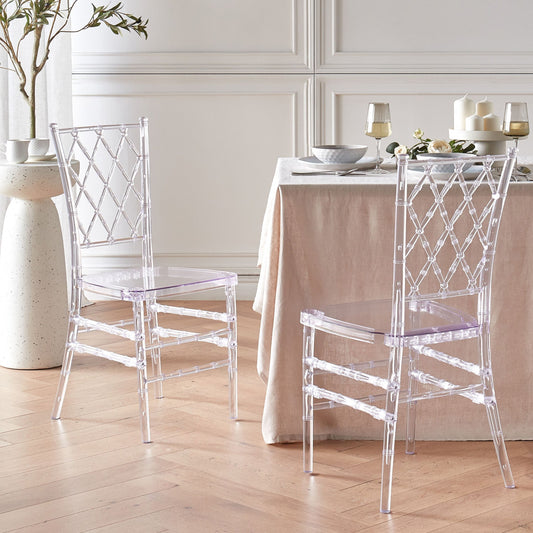 Transparent Dining Chairs Set Of 2 Armless Vintage Modern