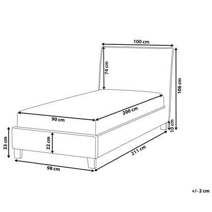 Grey Fabric Bed Frame EU Single Slat Headboard Minimalist