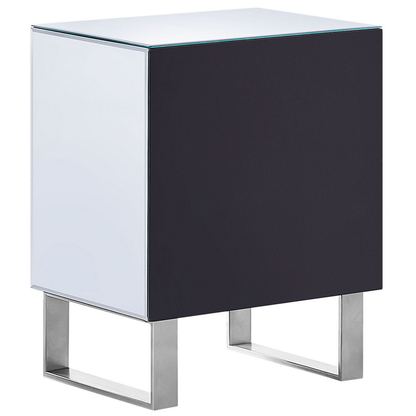 Glamora 2 Drawer Mirrored Bedside Table Silver Glass Crystal Knob