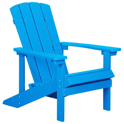 Garden Chair Blue Faux Wood With Footstool Weather Resistant Modern Outdoor