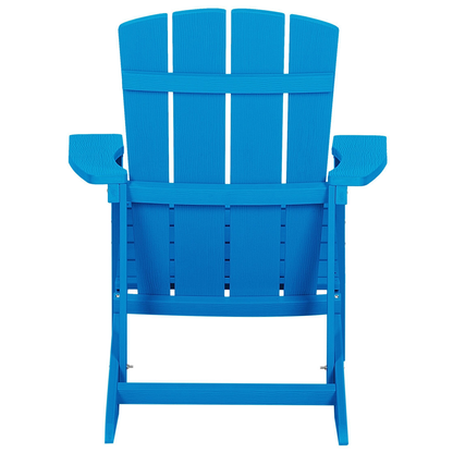Garden Chair Blue Faux Wood With Footstool Weather Resistant Modern Outdoor