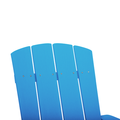 Garden Chair Blue Faux Wood With Footstool Weather Resistant Modern Outdoor