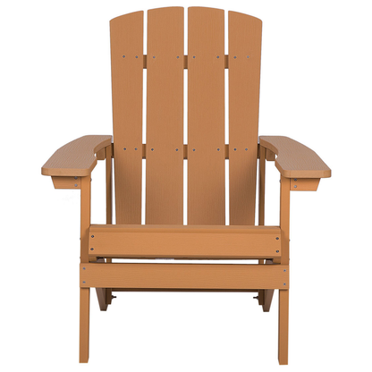 Garden Chair Light Brown Faux Wood With Footstool Weather Resistant Modern Outdoor Lounger