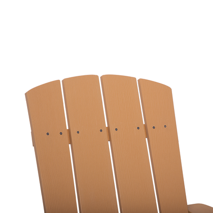 Garden Chair Light Brown Faux Wood With Footstool Weather Resistant Modern Outdoor Lounger
