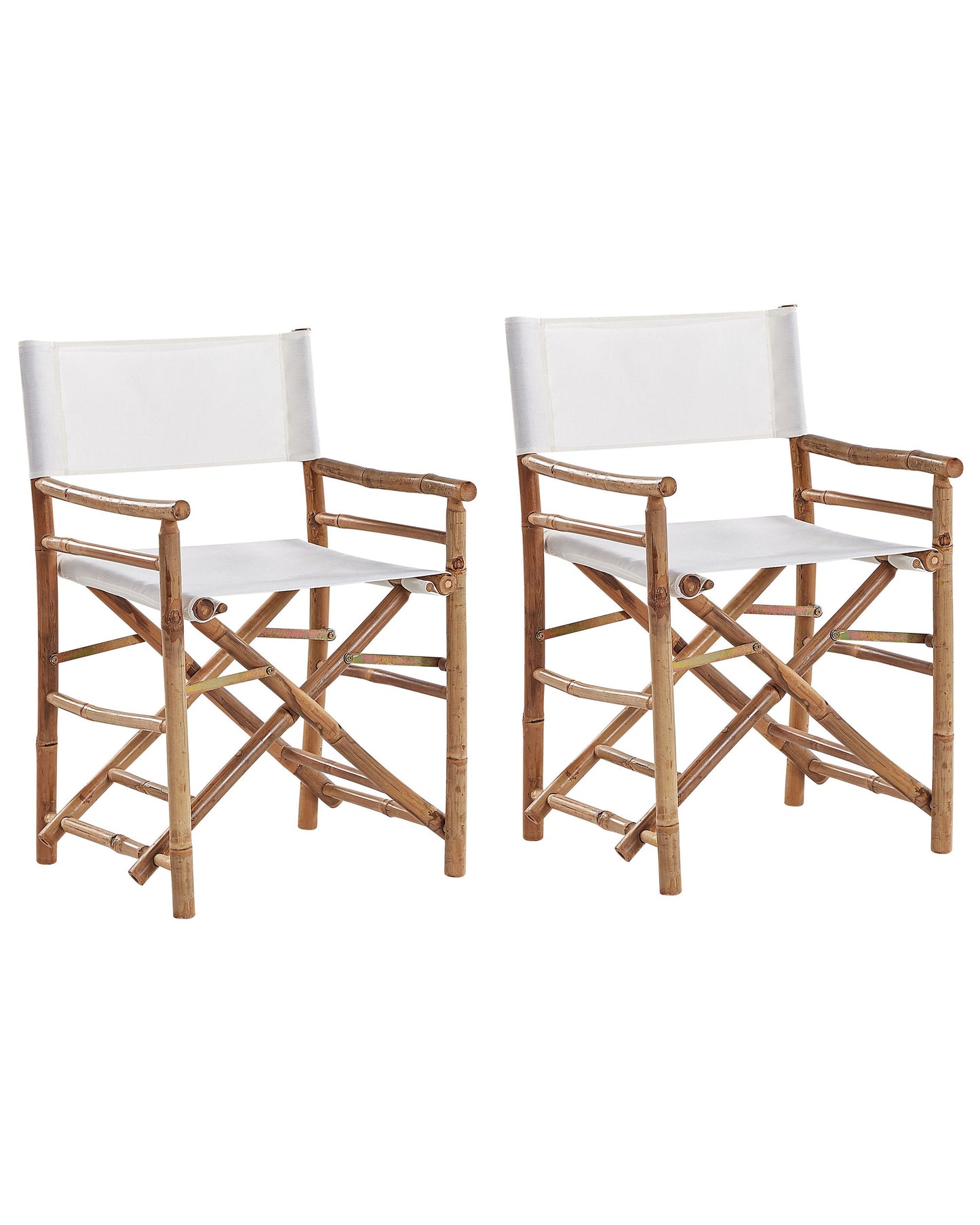 Set Of 2 Natural Wood Folding Directors Chairs With Side Table For Indoor And Outdoor Use