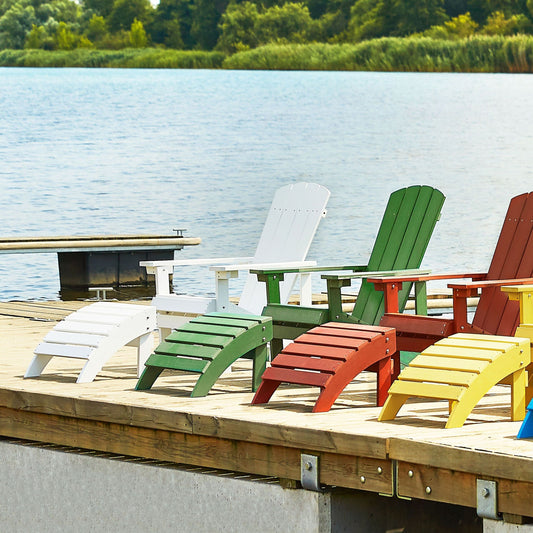 White Plastic Wood Chair With Footstool Weatherproof
