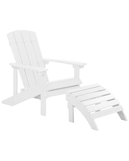 White Plastic Wood Chair With Footstool Weatherproof