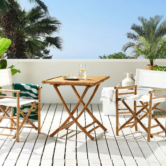 Foldable Bistro Table 70 x 70cm Natural Wood Indoor Outdoor