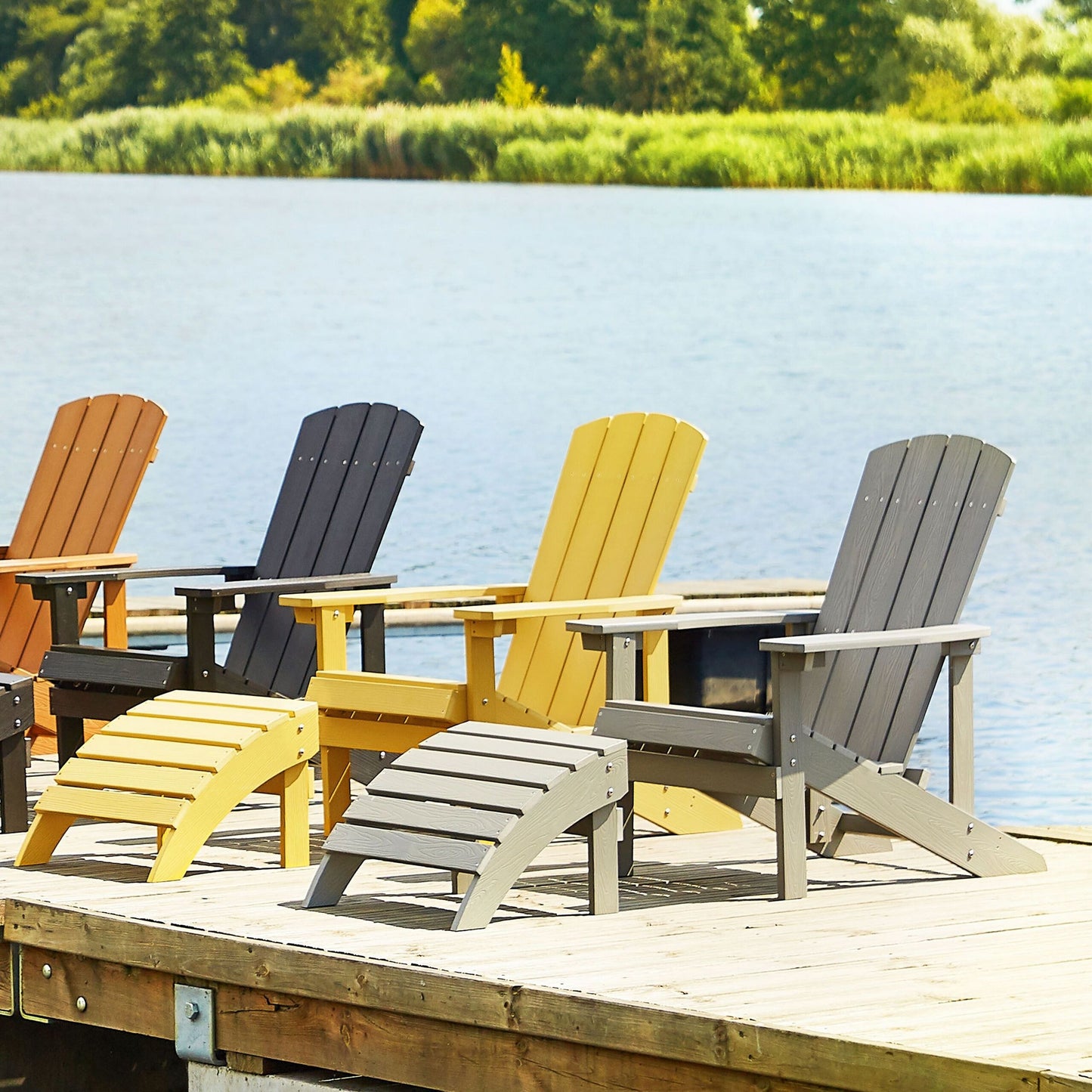 Garden Chair With Footstool Light Grey Weatherproof