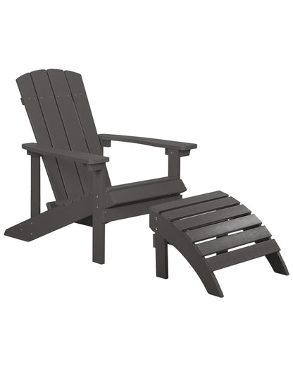Garden Chair Dark Grey With Footstool Modern Weatherproof