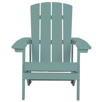 Turquoise Garden Chair With Footstool Weather Resistant Faux Wood Modern Outdoor Lounge