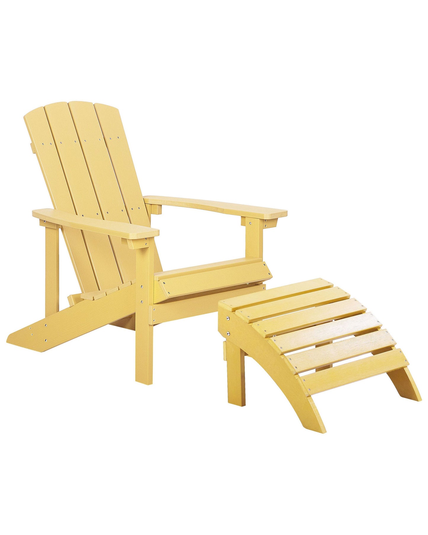 Suncrest Garden Chair Yellow Faux Wood With Footstool Weather Resistant Modern Outdoor Seating