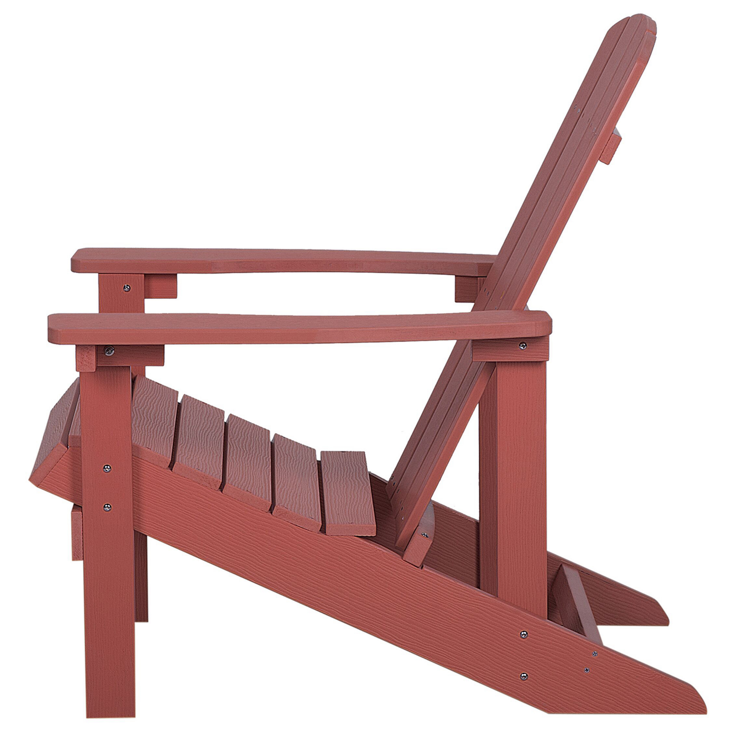 Red Wood-Effect Garden Chair With Footstool
