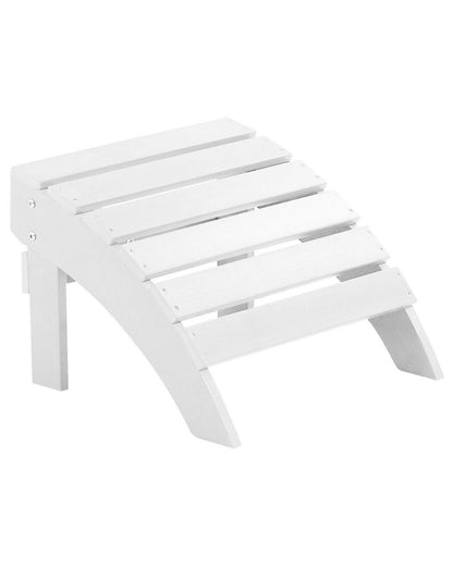 Garden Footstool White Faux Wood Weather Resistant Slatted Modern Outdoor Stool