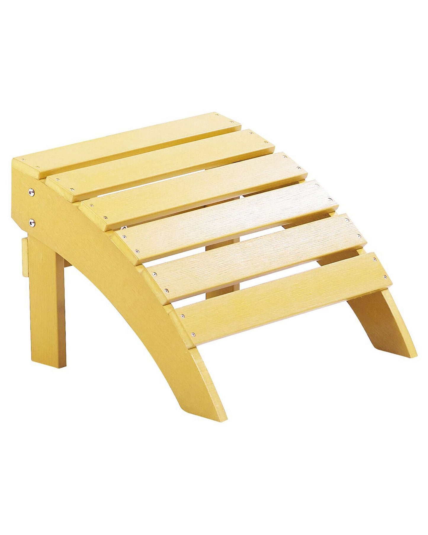 Garden Footstool Yellow Weather Resistant Faux Wood Slatted Modern Outdoor Stool