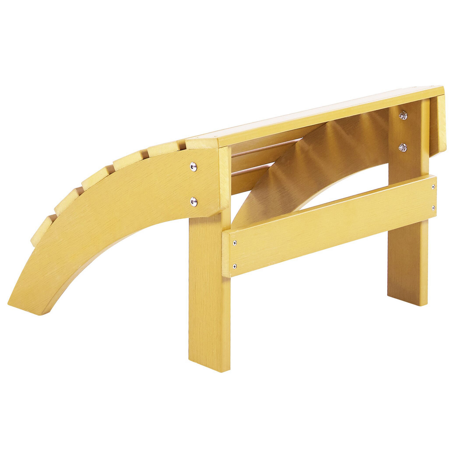 Garden Footstool Yellow Weather Resistant Faux Wood Slatted Modern Outdoor Stool