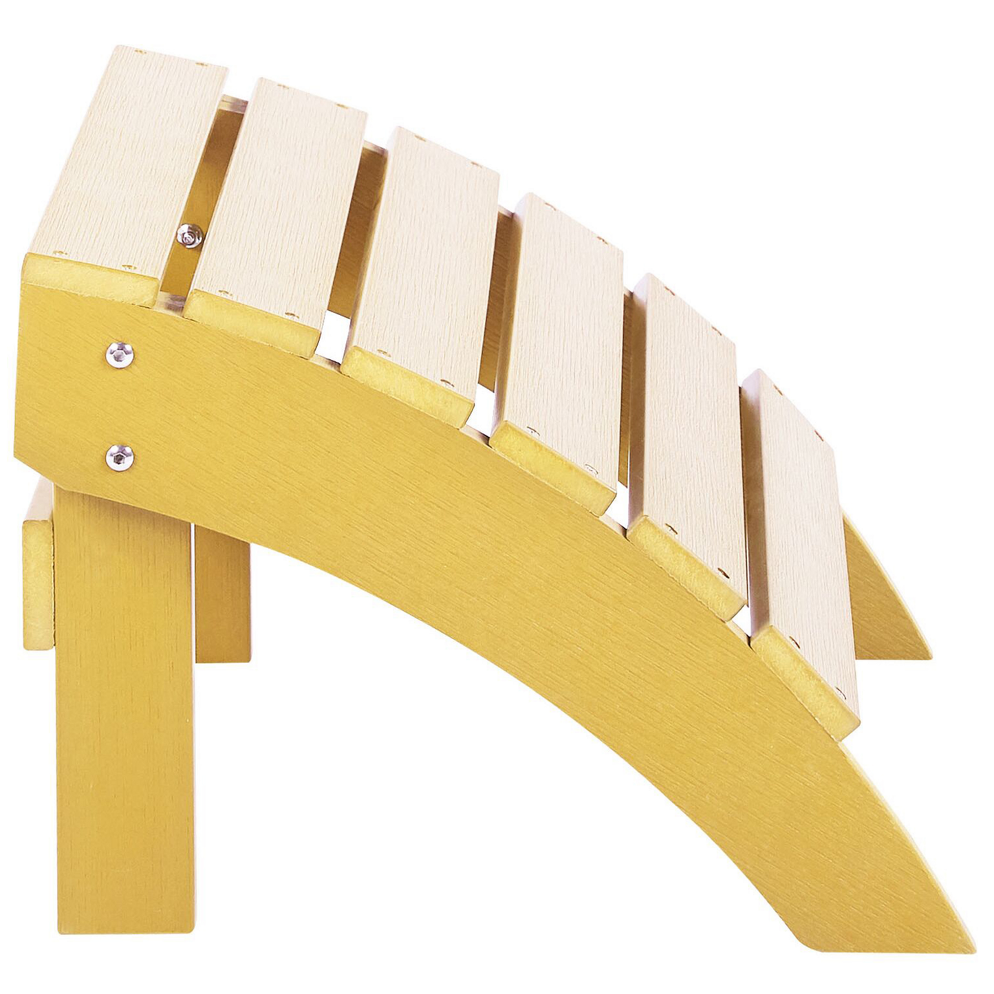 Garden Footstool Yellow Weather Resistant Faux Wood Slatted Modern Outdoor Stool