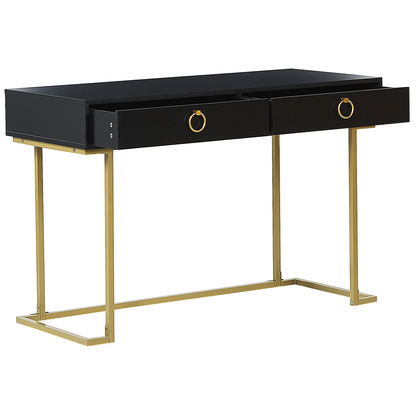 Console Table With 2 Drawers Gold Base 115 x 50cm