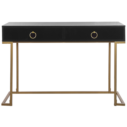 Console Table With 2 Drawers Gold Base 115 x 50cm