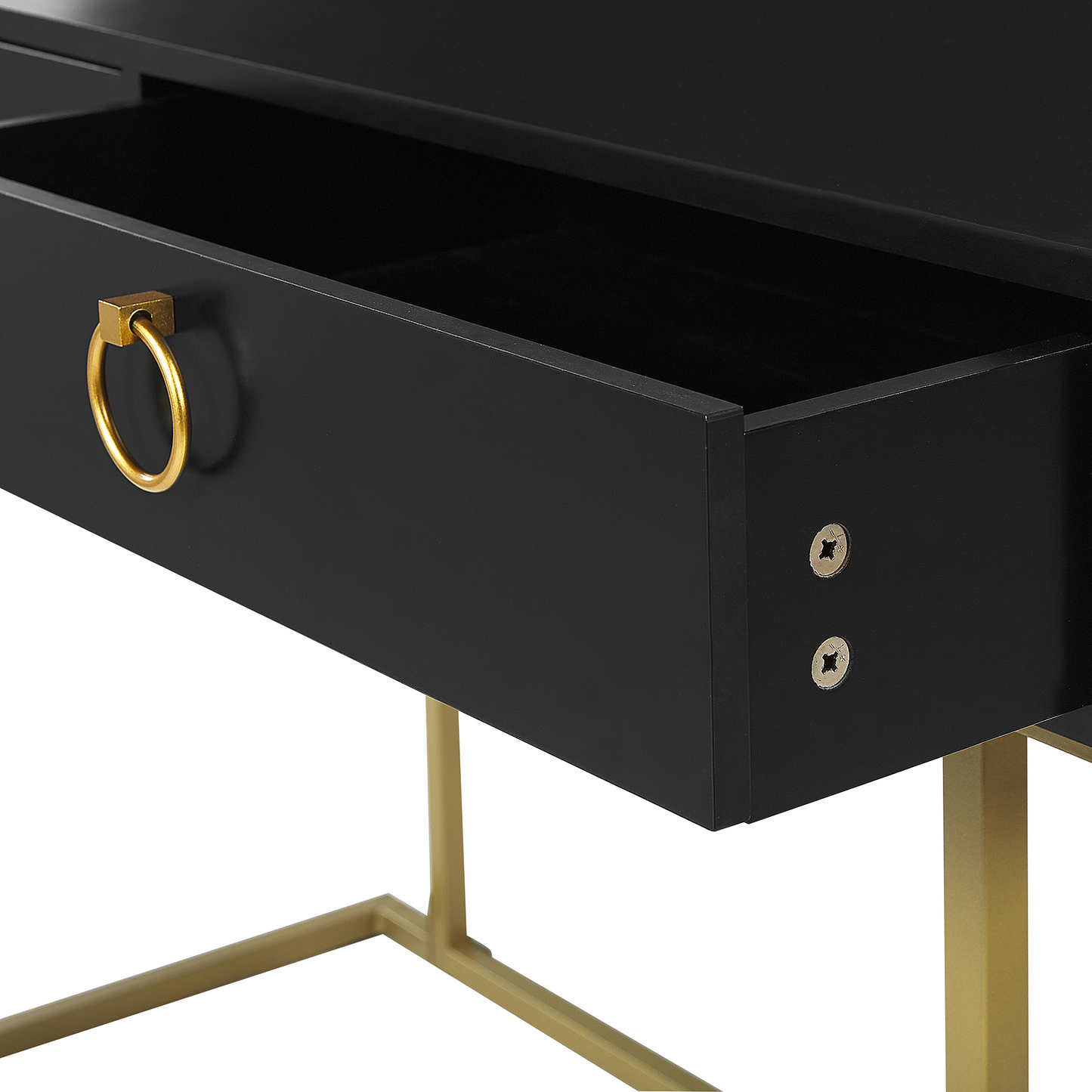 Console Table With 2 Drawers Gold Base 115 x 50cm