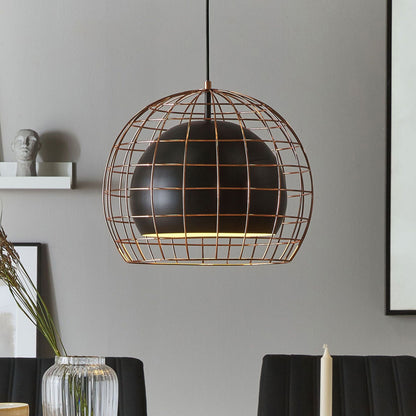 Ceiling Lamp Black Metal 128cm Pendant Cage Industrial