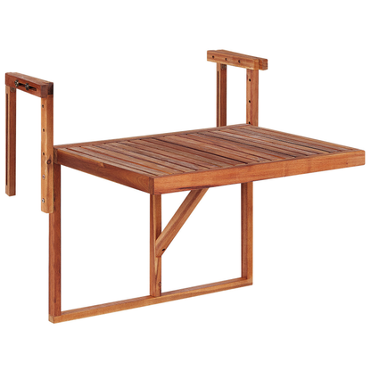 Balcony Hanging Table Dark Brown Acacia Folding 60 x 55cm