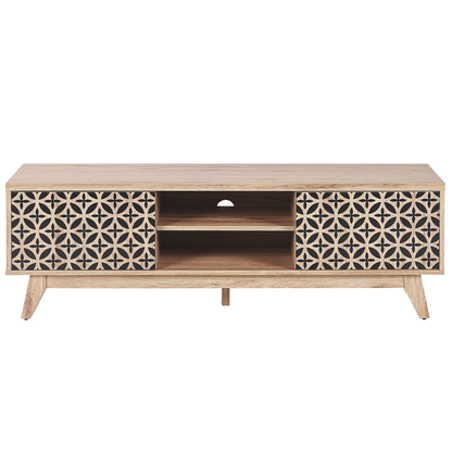 Sablon TV Stand Laminate Light Brown MDF Doors And Cable Management