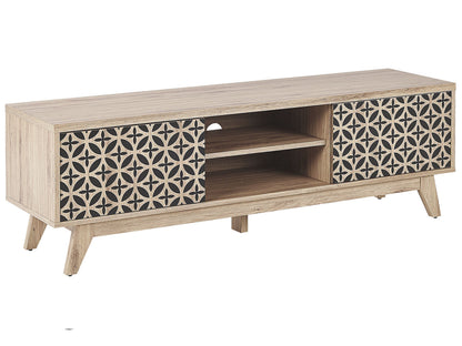 Sablon TV Stand Laminate Light Brown MDF Doors And Cable Management