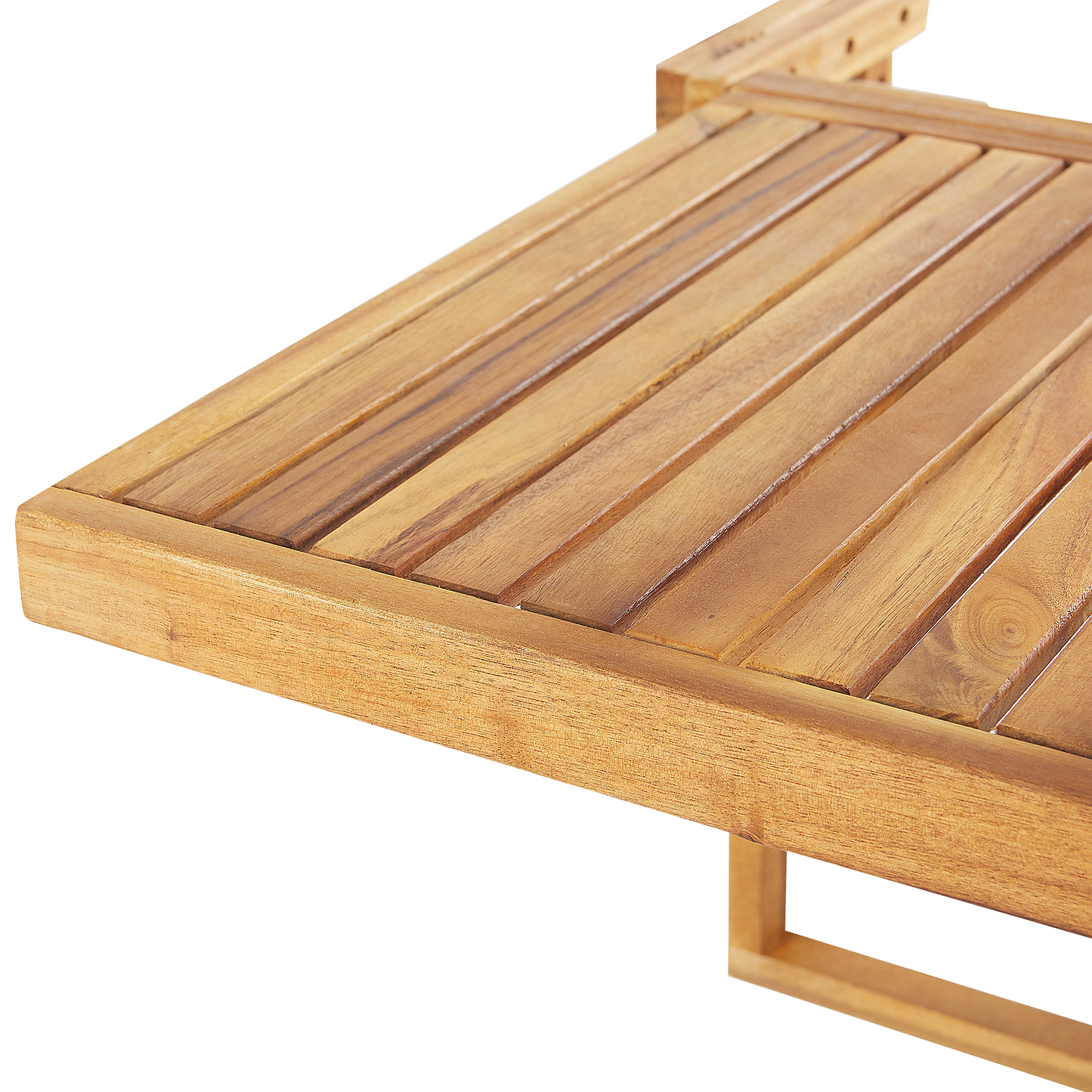 Acacia Living Balcony Hanging Table Folding 60 x 55cm Light Brown Outdoor Deck Rail