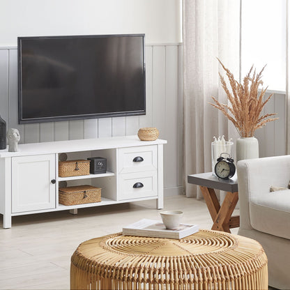 CasaLux White TV Stand Up To 54 Inch Rustic Cabinet Drawers