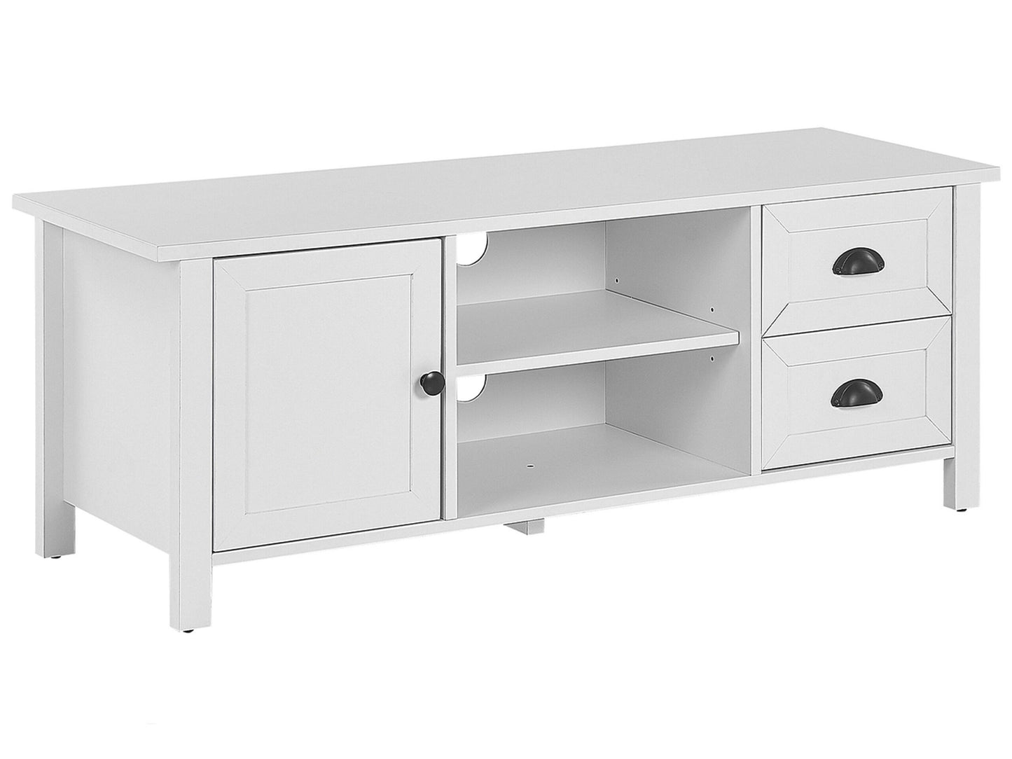 CasaLux White TV Stand Up To 54 Inch Rustic Cabinet Drawers