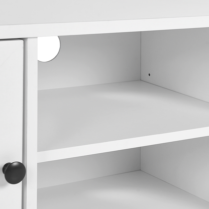 CasaLux White TV Stand Up To 54 Inch Rustic Cabinet Drawers