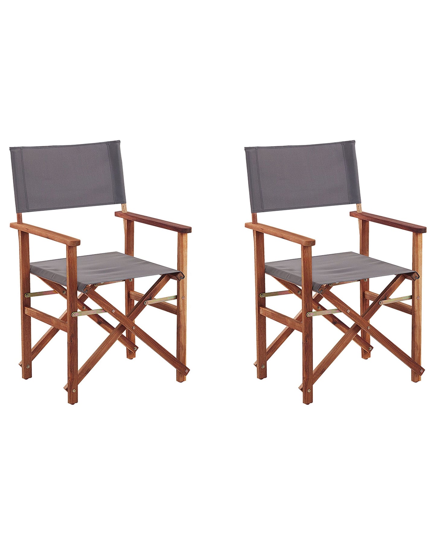 Heritage Home Garden Director's Chairs Set of 2 Dark Brown With Grey Acacia Fabric Folding