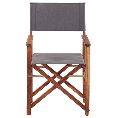 Heritage Home Garden Director's Chairs Set of 2 Dark Brown With Grey Acacia Fabric Folding