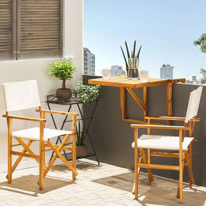 Garden Director's Chairs Set Of 2 Folding Light Brown Fabric