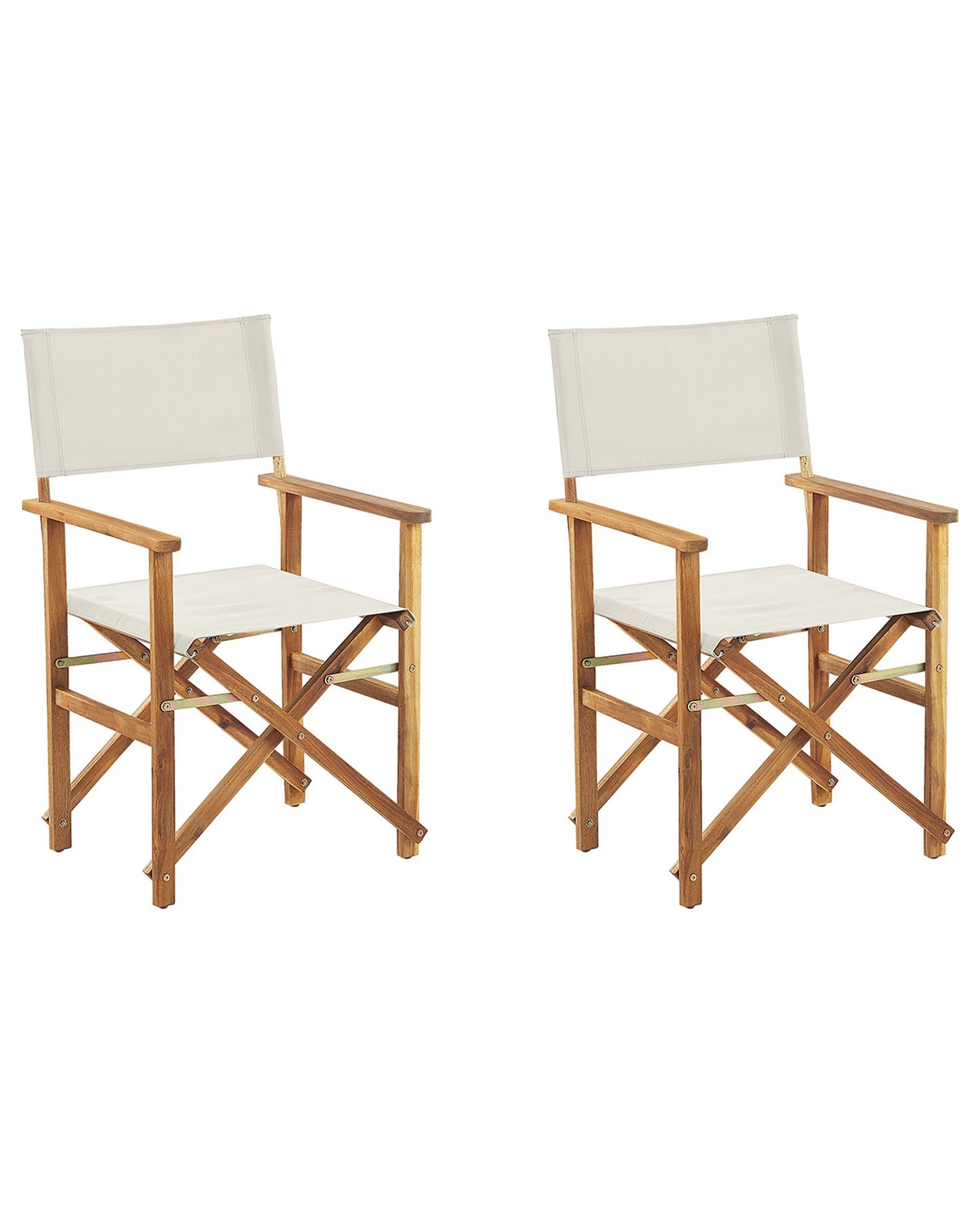 Garden Director's Chairs Set Of 2 Folding Light Brown Fabric