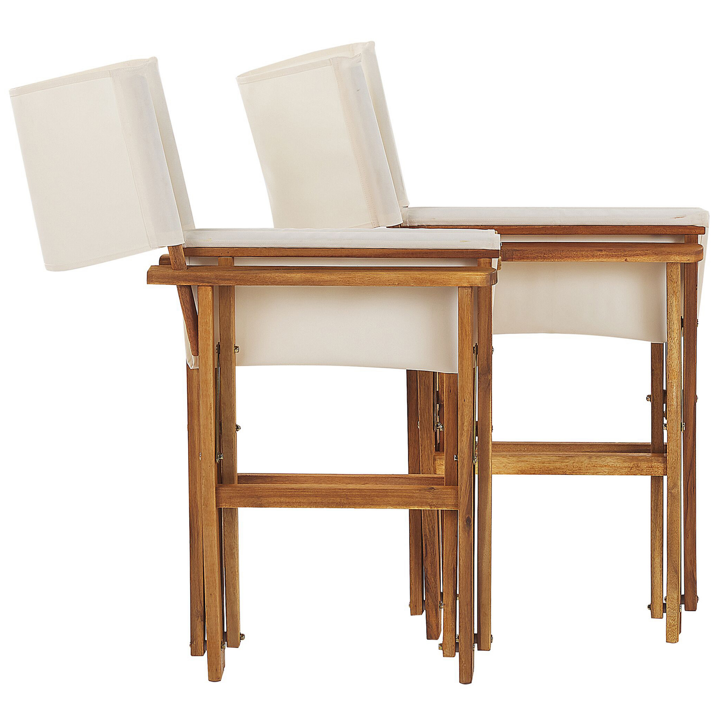 Garden Director's Chairs Set Of 2 Folding Light Brown Fabric