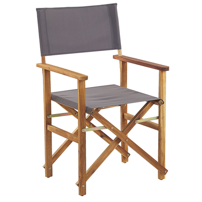 Garden Director's Chairs 2 Folding Light Brown Grey Fabric